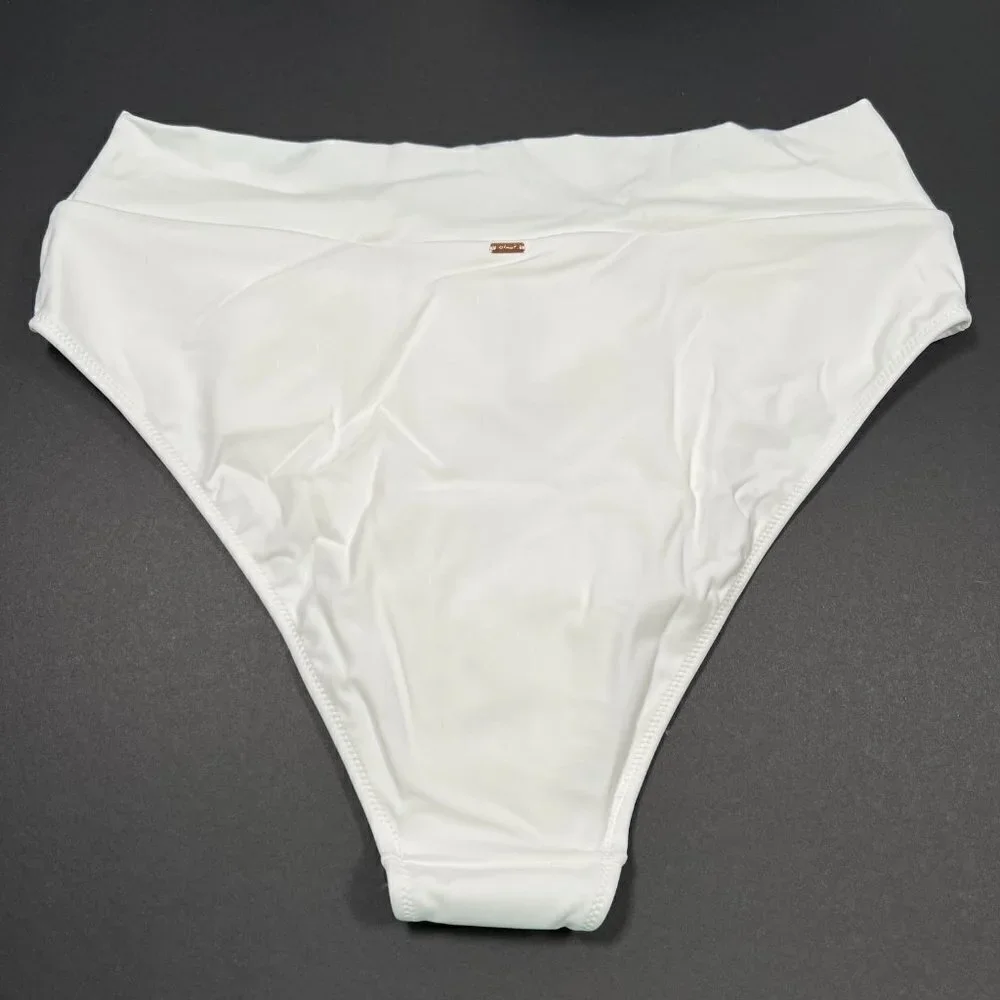 Victoria Secret Pink XXL 2XL High Waist Bikini Bottom High Leg V Front White